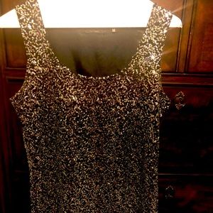 EUC silver sequin and black, sleeveless Tahari top
